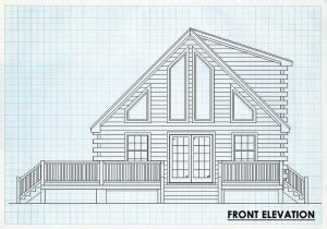 Log Cabin Front Elevation - Lake font