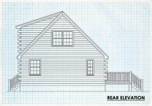 Log Cabin Rear Elevation - Lake font