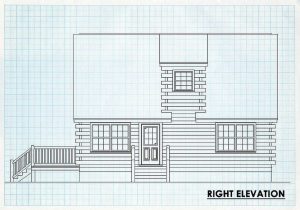 Log Cabin Right Elevation - Lake font