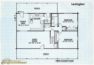Log Home First Floor Plan - Lexington
