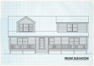 Log Home Front Elevation - Lexington