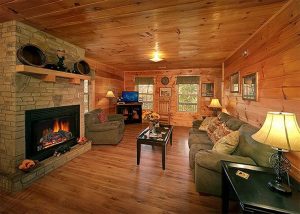 Living Room with Fireplace - Sunset