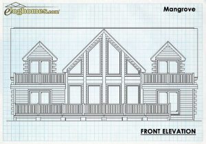 Log Home Front Elevation - Mangrove