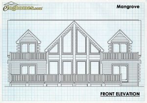 Log Home Front Elevation - Mangrove