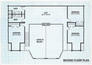 Log Home Second Floor Plan - Maplewood