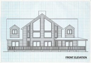 Log Home Front Elevation - Maplewood