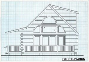 Log Home Front Elevation - Merrick