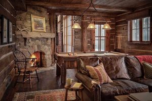 Living Area with Pool Table and Fireplace - Southfork