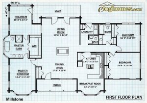 Log Home First Floor Plan -  Millstone