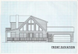 Log Home Front Elevation - Mountainview