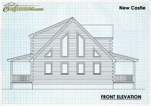 Log Home Front Elevation - New Castle