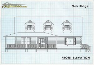 Log Home Front Elevation - Oak Ridge