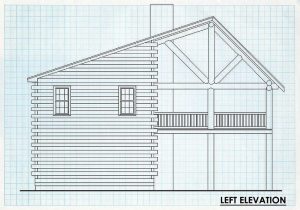 Log Cabin Left Elevation - Party House