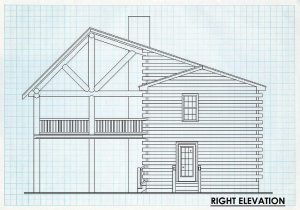 Log Cabin Right Elevation - Party House
