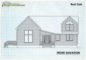 Log Home Front Elevation - Redoak