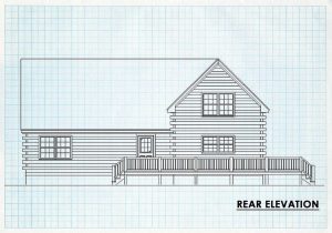 Log Home Rear Elevation - Redoak