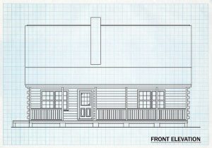 Log Home Front Elevation - Ridgeway