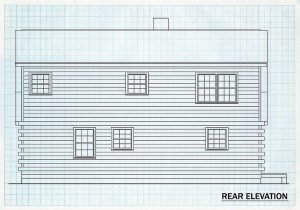 Log Home Rear Elevation - Ridgeway