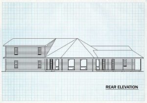 Log Home Rear Elevation - River Bluff