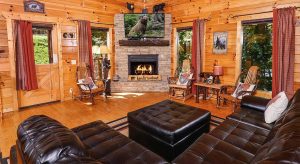 Living Room With Fireplace - River Front