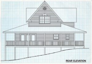 Log Home Rear Elevation - Rock Castle