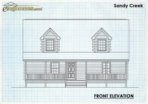 Log Home Front Elevation - Sandy Creek