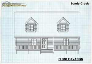 Log Home Front Elevation - Sandy Creek