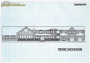 Log Home Front Elevation - Santorini