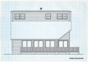 Log Home Front Elevation - Saratoga