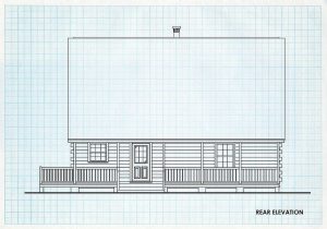 Log Home Rear Elevation - Saratoga