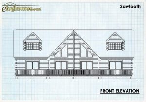 Log Home Front Elevation - Sawtooth