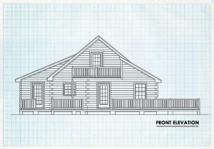 Log Cabin Home Front Elevation - Seaside