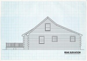 Log Cabin Home Rear Elevation - Seaside