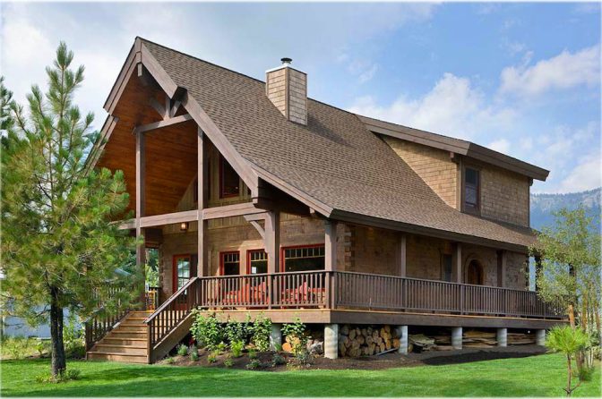 Log Cabin Home Deck and Porches