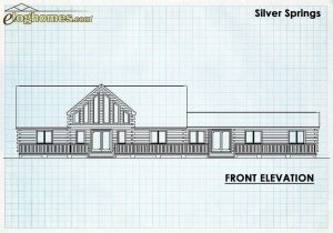 Log Home Front Elevation - Silver Springs