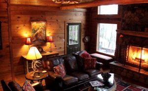 Living Room with Fireplace - Smokey Hill