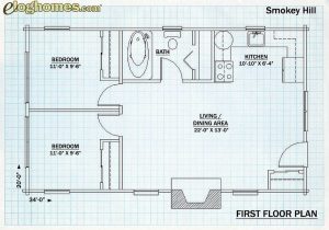 Log  Cabin Home First Floor Plan - Smokey Hill