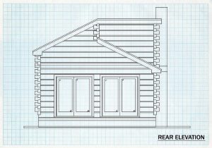 Log Cabin Home Rear Elevation - Smokey Hill