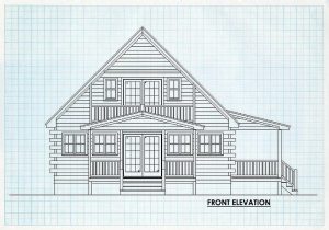 Log Home Front Elevation - Snow Hill