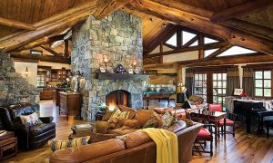 Living Room with fireplace - Snowshoe