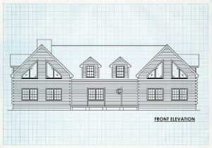 Log Home Front Elevation - Snowshoe