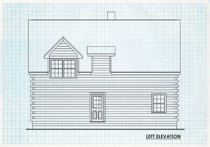 Log Home Left Elevation - Snowshoe