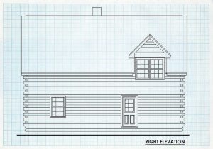 Log Home Right Elevation - Snowshoe