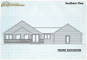 Log Home Front Elevation - Southern Pine