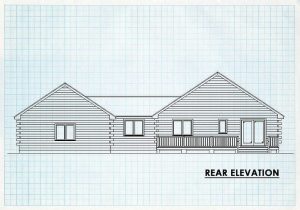 Log Home Rear Elevation - Southern Pine