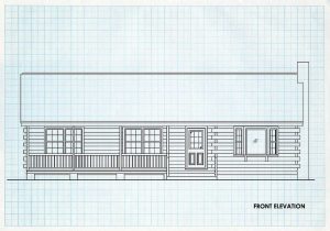 Log Home Front Elevation - Sunset