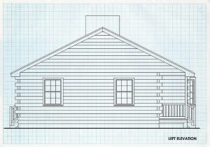 Log Home Left Elevation - Sunset