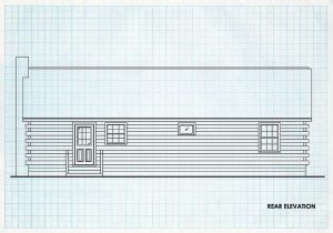 Log Home Rear Elevation - Sunset