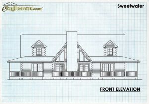 Log Home Front Elevation - Sweetwater