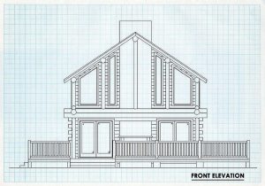 Log Home Front Elevation - Teton